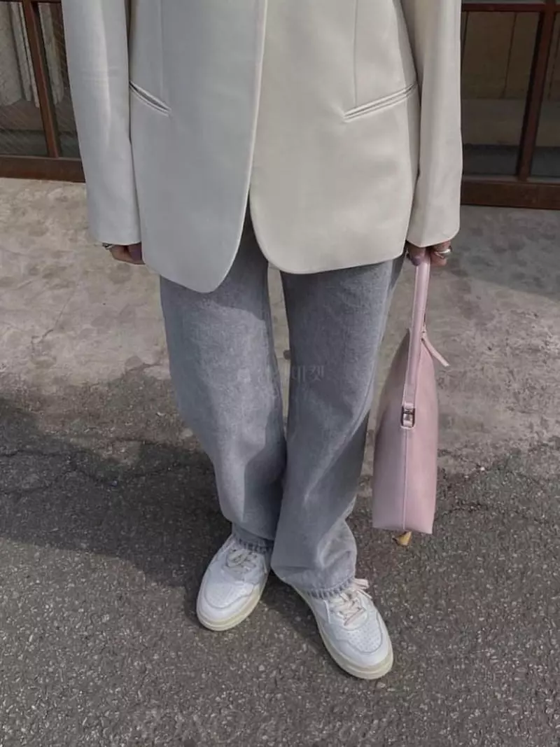 Sono De Seoul - Korean Women Fashion - #momslook - Gray Denim Jeans - 9