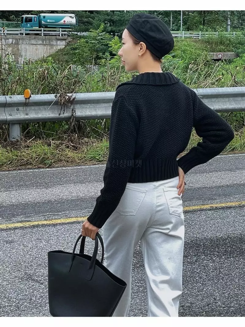 Sono De Seoul - Korean Women Fashion - #momslook - Open Collar Knit - 7