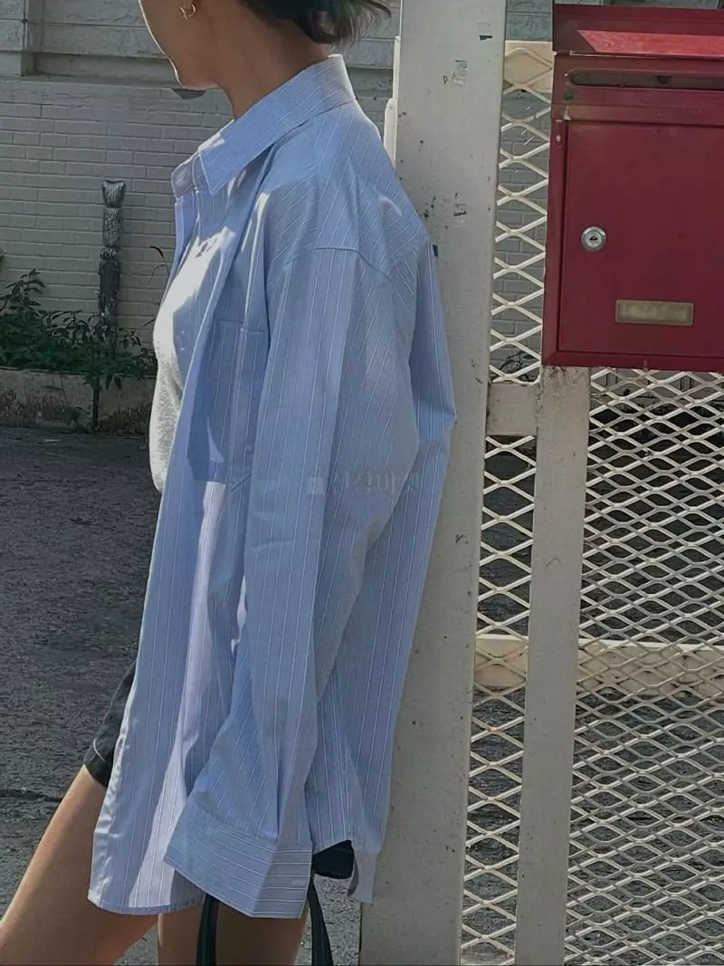 Sono De Seoul - Korean Women Fashion - #momslook - Stripes Shirt - 2