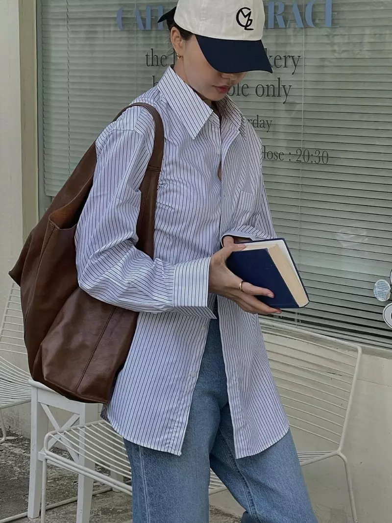 Sono De Seoul - Korean Women Fashion - #romanticstyle - Stripes Shirt - 12