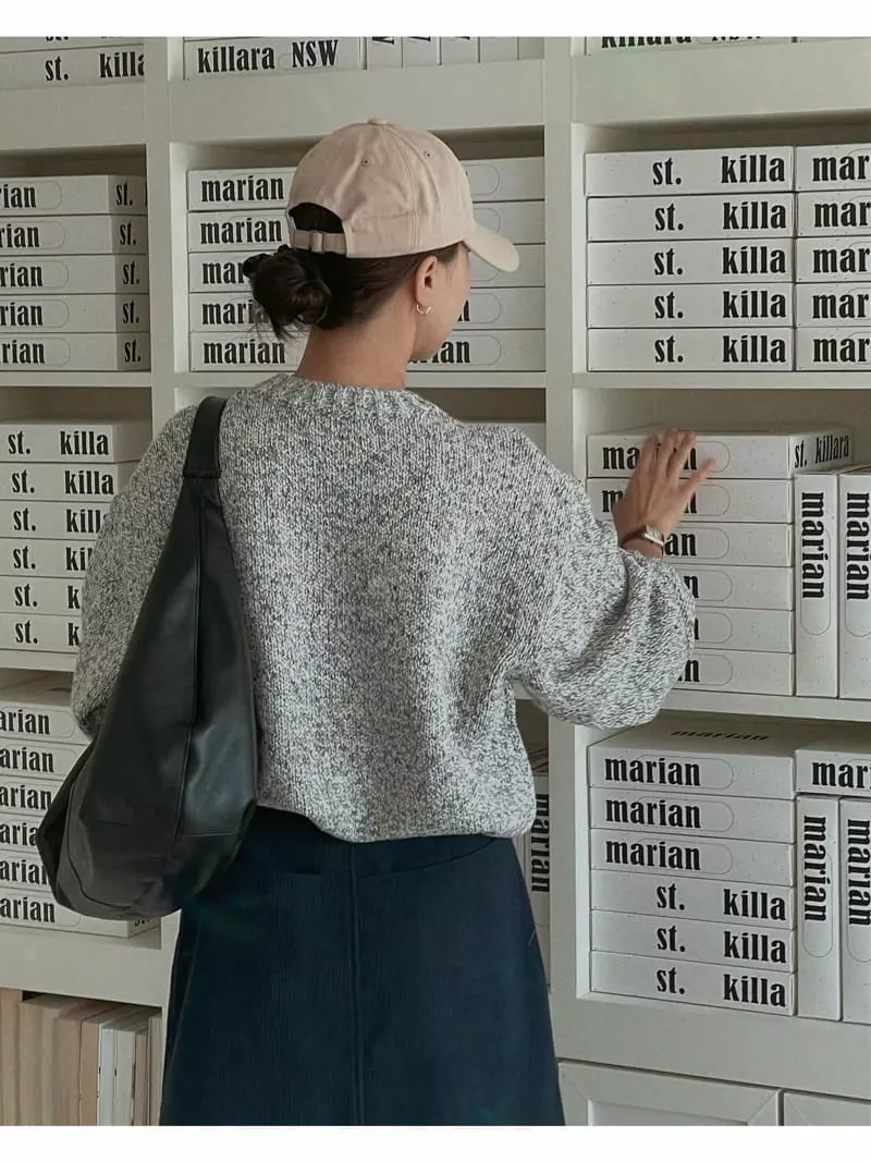 Sono De Seoul - Korean Women Fashion - #romanticstyle - Mix Twid Over Knit Tee - 8