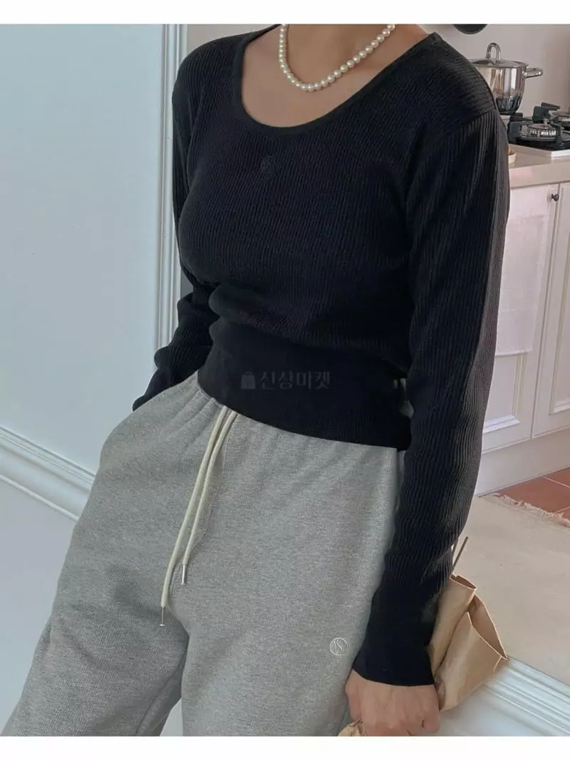 Sono De Seoul - Korean Women Fashion - #thatsdarling - Basic Rib Knit Tee - 12