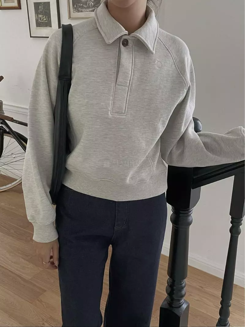 Sono De Seoul - Korean Women Fashion - #vintageinspired - Add Collar Crop Sweatshirt - 11