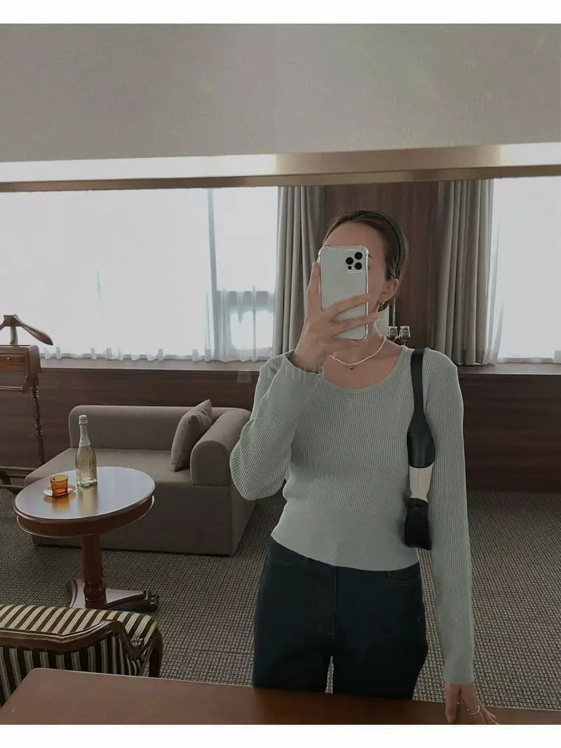 Sono De Seoul - Korean Women Fashion - #vintagekidsstyle - Basic Rib Knit Tee - 7