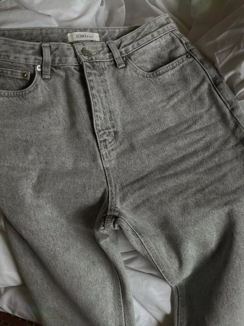 Sono De Seoul - Korean Women Fashion - #womensfashion - Gray Denim Jeans - 10