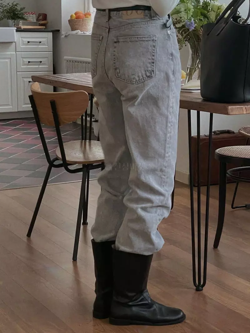 Sono De Seoul - Korean Women Fashion - #momslook - Gray Denim Jeans - 4