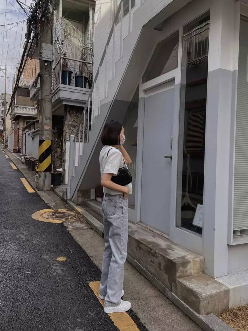 Sono De Seoul - Korean Women Fashion - #womensfashion - Gray Denim Jeans - 8