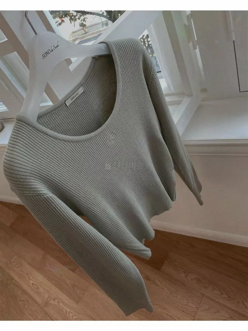 Sono De Seoul - Korean Women Fashion - #womensfashion - Basic Rib Knit Tee - 5