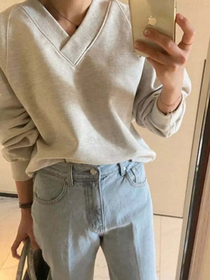 Sono De Seoul - Korean Women Fashion - #womensfashion - Low Crop Sweatshirt - 5