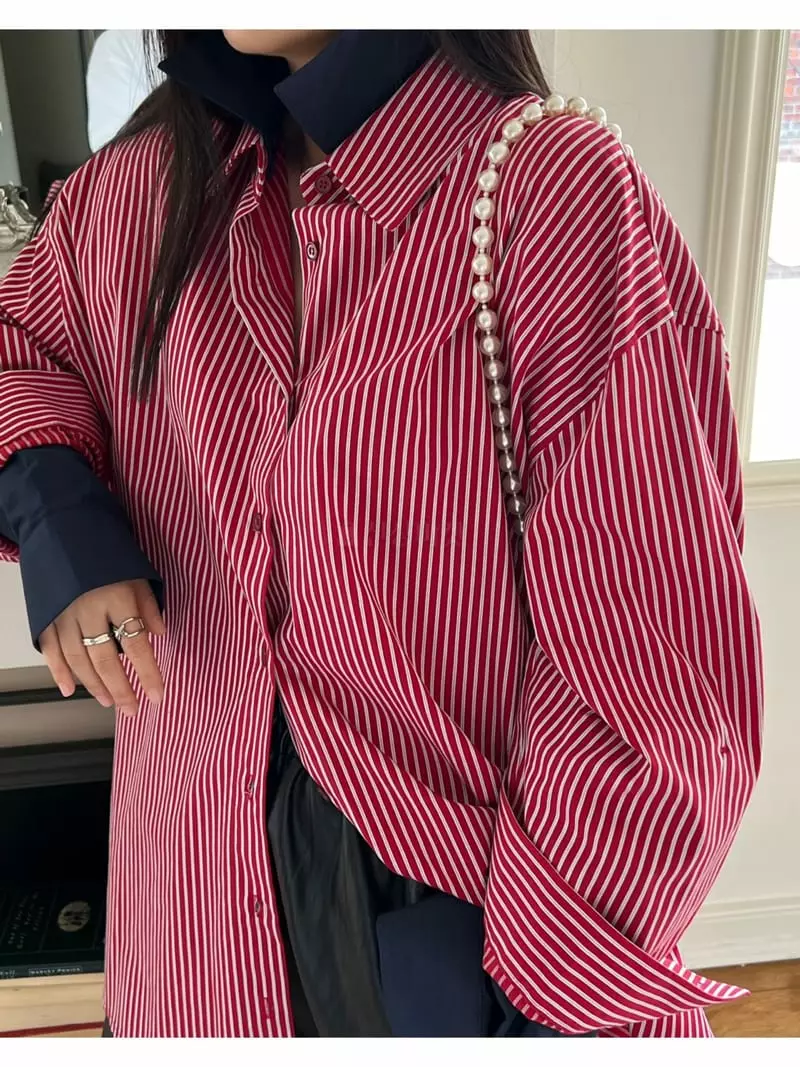 Special - Korean Women Fashion - #momslook - Two Way Stripes Shirt - 8