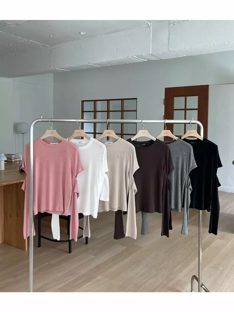 Special - Korean Women Fashion - #momslook - Jane Sleeves Slit Round Tee - 6