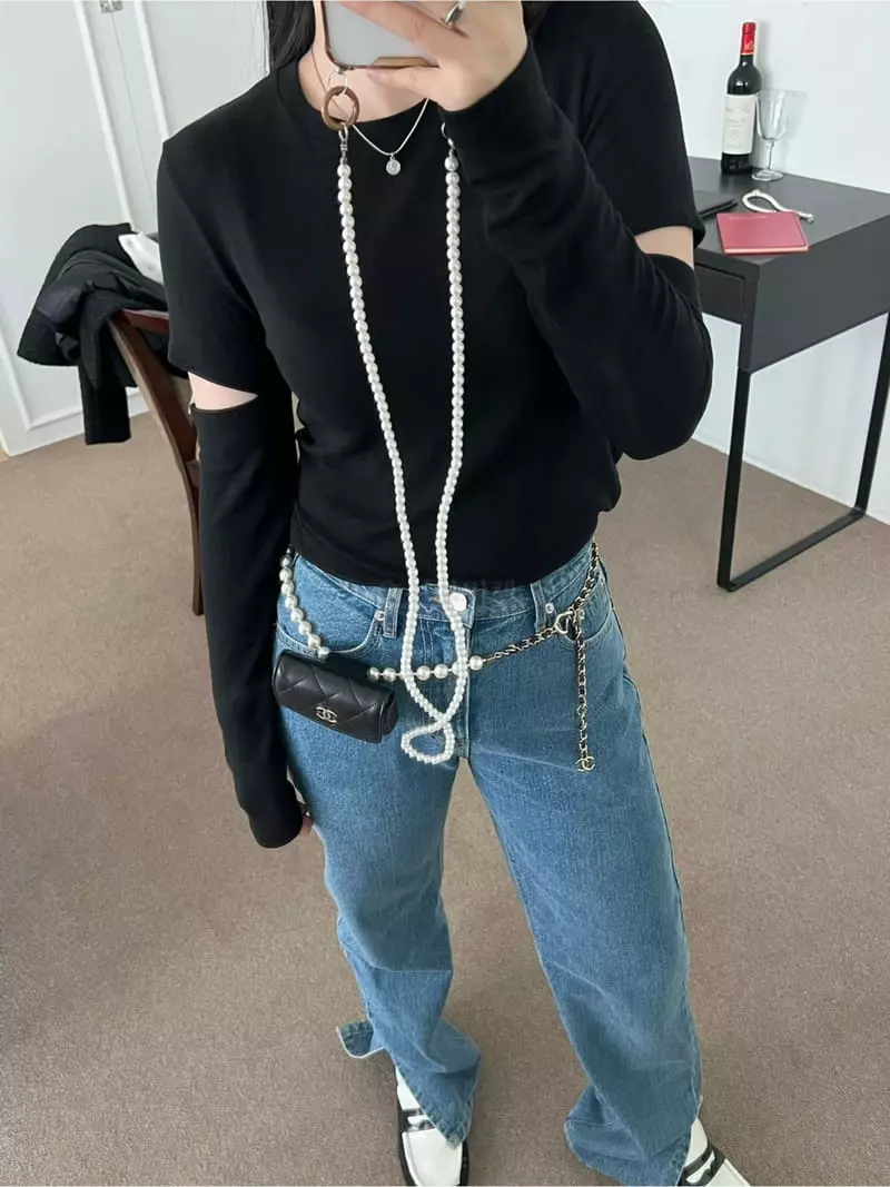 Special - Korean Women Fashion - #momslook - Jane Sleeves Slit Round Tee - 8