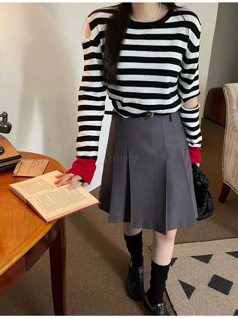Special - Korean Women Fashion - #womensfashion - Slit Stripes Knit - 8