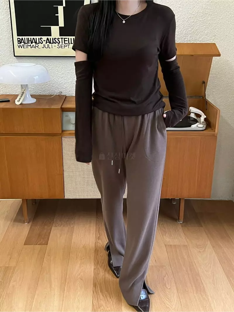 Special - Korean Women Fashion - #womensfashion - Jane Sleeves Slit Round Tee