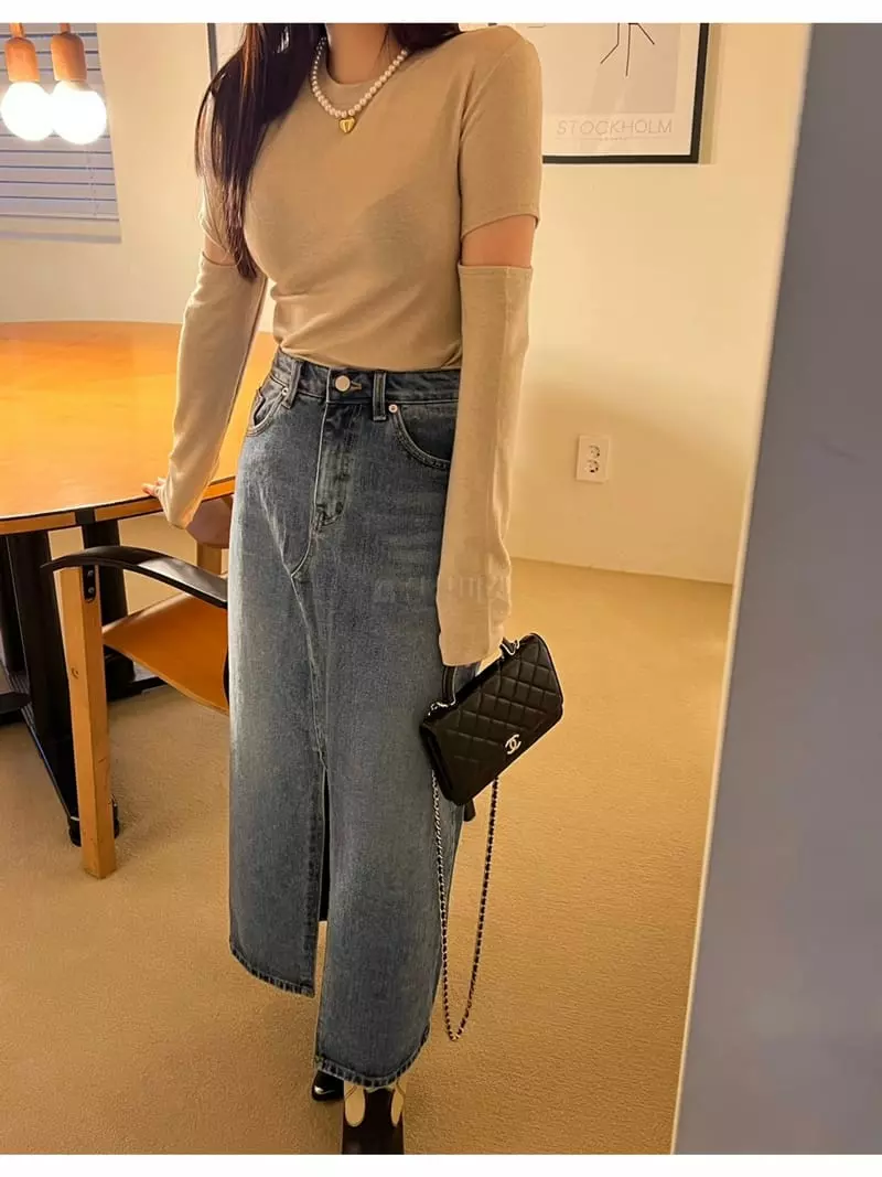 Special - Korean Women Fashion - #womensfashion - Jane Sleeves Slit Round Tee - 3
