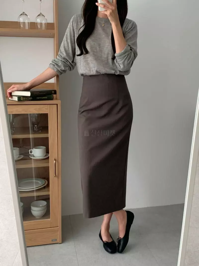 Srap - Korean Women Fashion - #momslook - Hi Long Skirt - 2