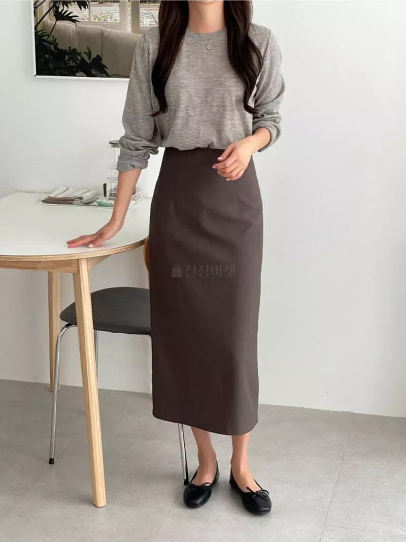 Srap - Korean Women Fashion - #momslook - Hi Long Skirt - 9