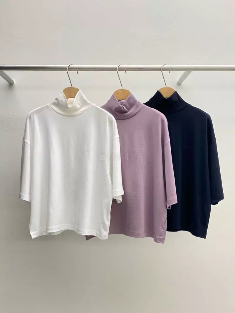 Ssemienne - Korean Women Fashion - #restrostyle - Silky Half turtleneck Tee - 5