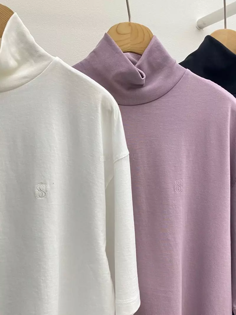 Ssemienne - Korean Women Fashion - #romanticstyle - Silky Half turtleneck Tee - 6