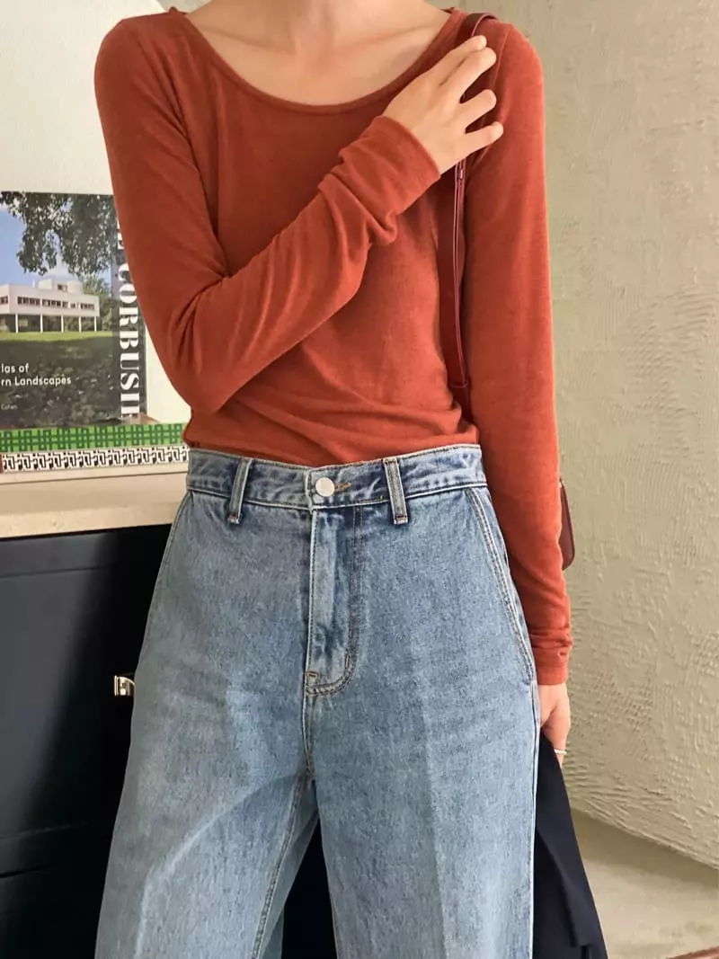 Ssemienne - Korean Women Fashion - #thelittlethings - Spoon Neck Tee - 8