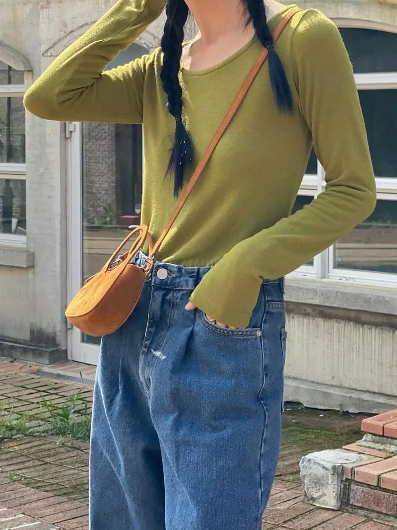 Ssemienne - Korean Women Fashion - #vintageinspired - Spoon Neck Tee