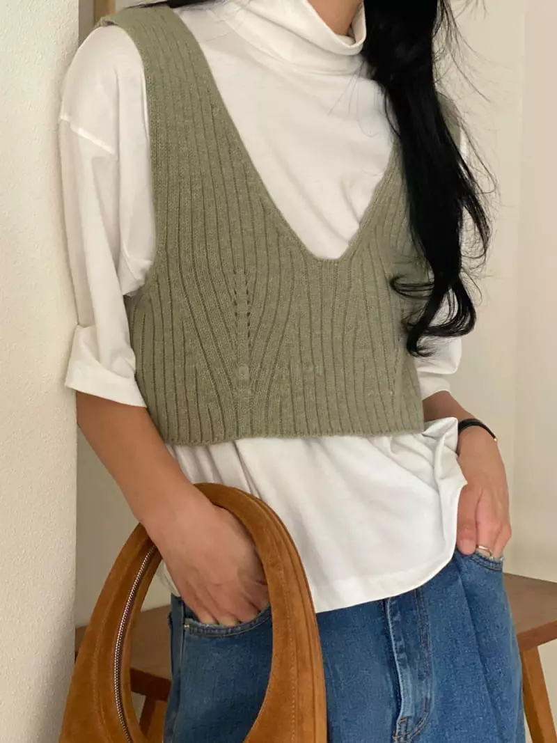 Ssemienne - Korean Women Fashion - #vintagekidsstyle - Silky Half turtleneck Tee - 3