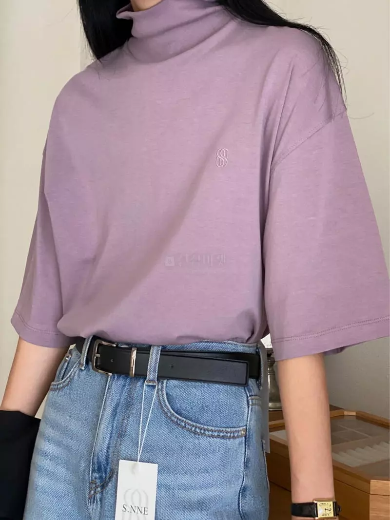 Ssemienne - Korean Women Fashion - #womensfashion - Silky Half turtleneck Tee