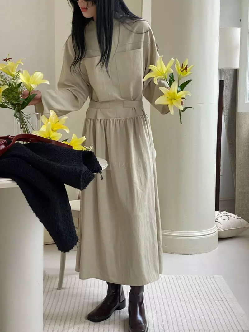 Ssemienne - Korean Women Fashion - #womensfashion - Row Belted One-piece - 6