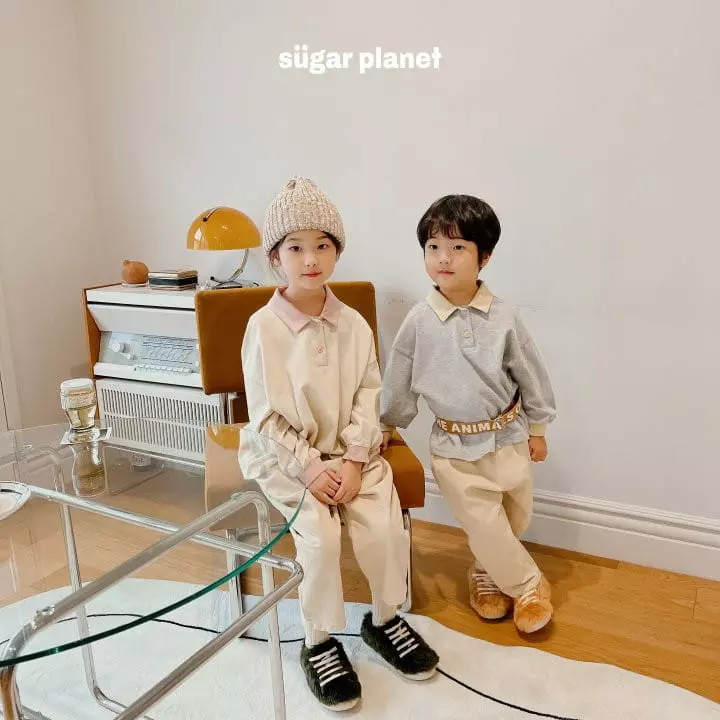 Sugar Planet - Korean Children Fashion - #childofig - Color Collar Tee - 2