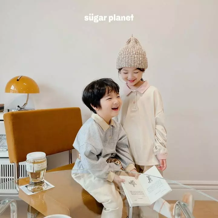 Sugar Planet - Korean Children Fashion - #childrensboutique - Color Collar Tee - 4