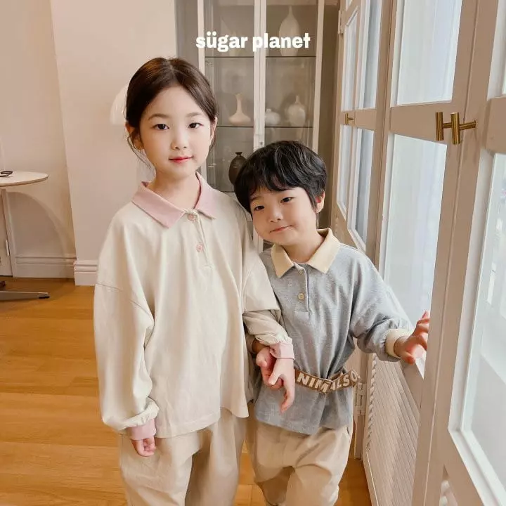 Sugar Planet - Korean Children Fashion - #fashionkids - Color Collar Tee - 6