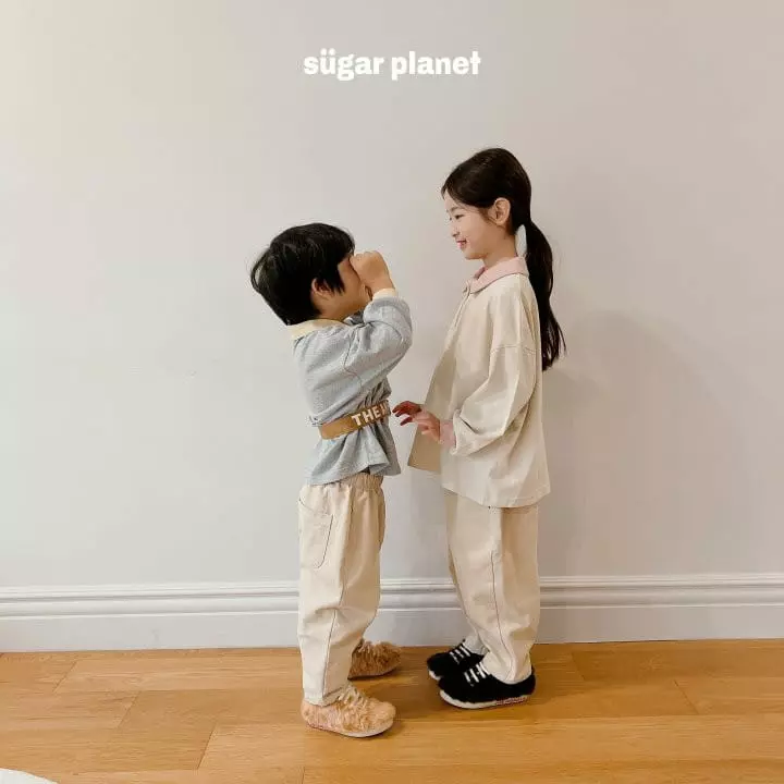 Sugar Planet - Korean Children Fashion - #kidsshorts - Color Collar Tee - 7