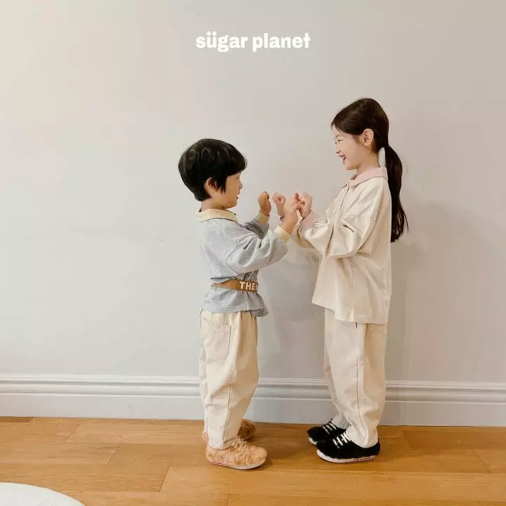 Sugar Planet - Korean Children Fashion - #kidsstore - Color Collar Tee - 8