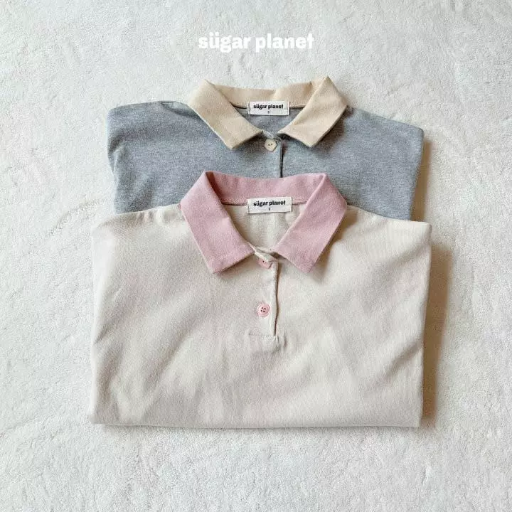 Sugar Planet - Korean Children Fashion - #stylishchildhood - Color Collar Tee