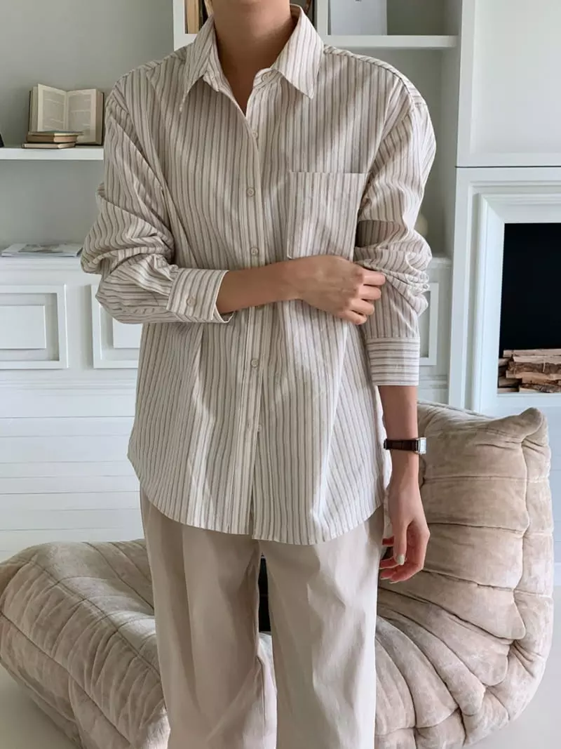 Sunday - Korean Women Fashion - #momslook - Beo Stripes Shirt - 7