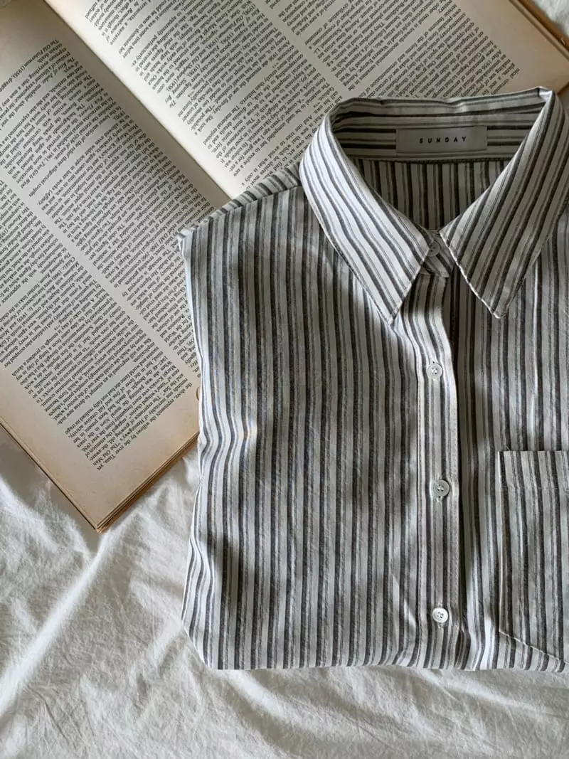 Sunday - Korean Women Fashion - #momslook - Beo Stripes Shirt - 9