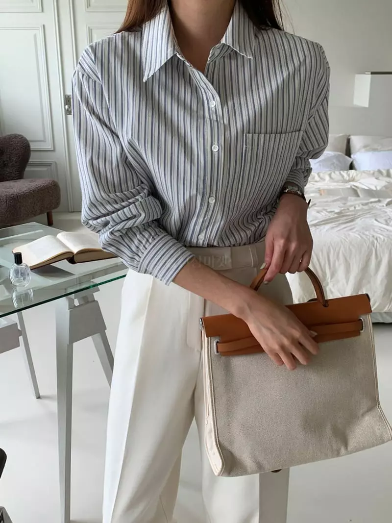 Sunday - Korean Women Fashion - #pursuepretty - Beo Stripes Shirt