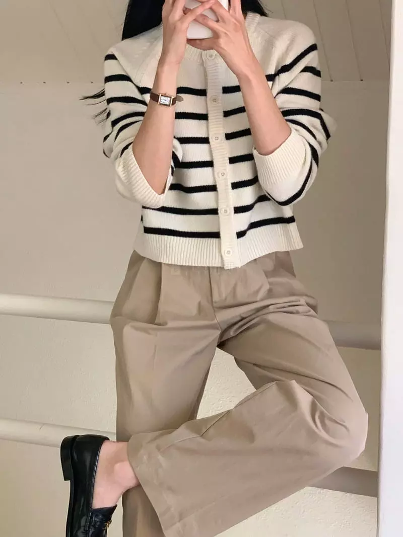 Sunday - Korean Women Fashion - #restrostyle - Nat Stripes Cardigan - 3