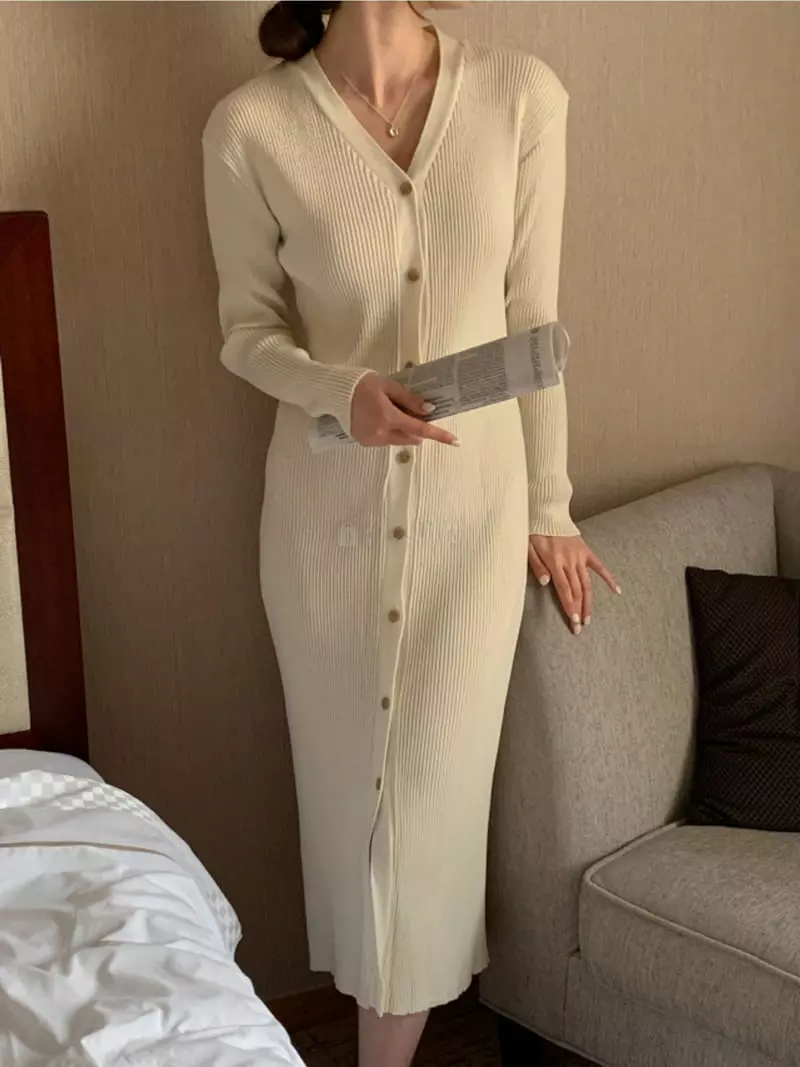 Sunday - Korean Women Fashion - #romanticstyle - Sand Rib One-piece