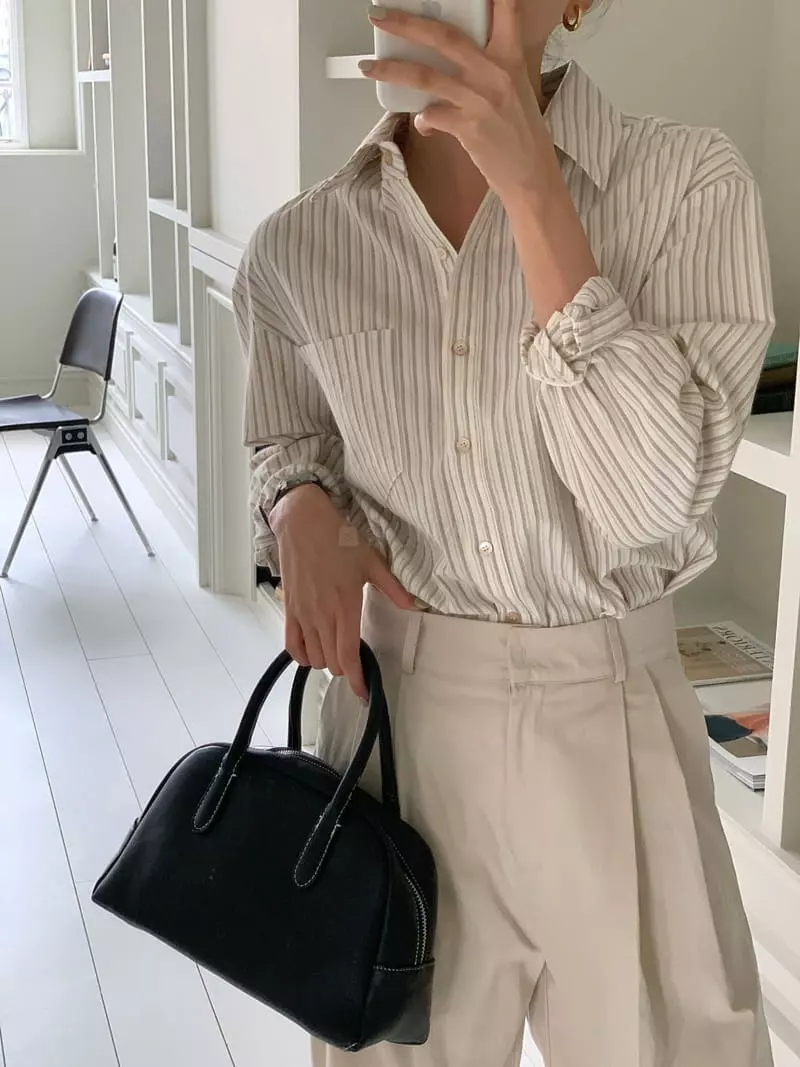 Sunday - Korean Women Fashion - #thatsdarling - Beo Stripes Shirt - 5