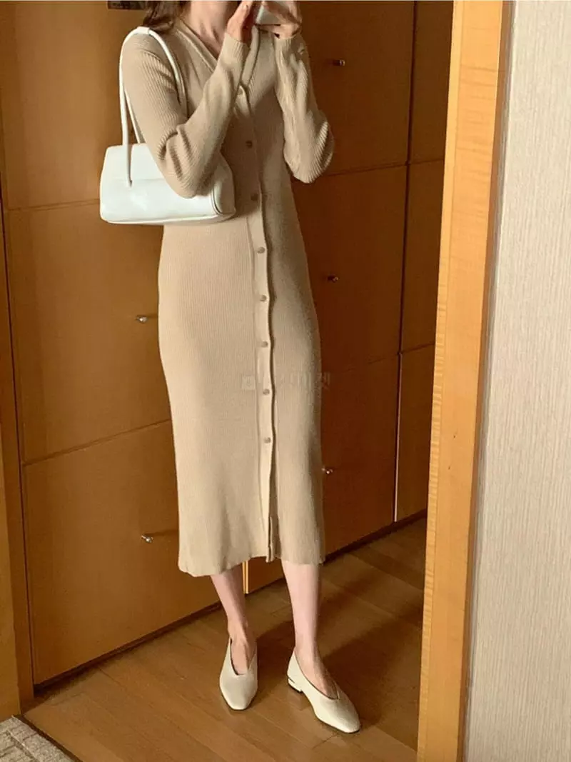 Sunday - Korean Women Fashion - #thatsdarling - Sand Rib One-piece - 3