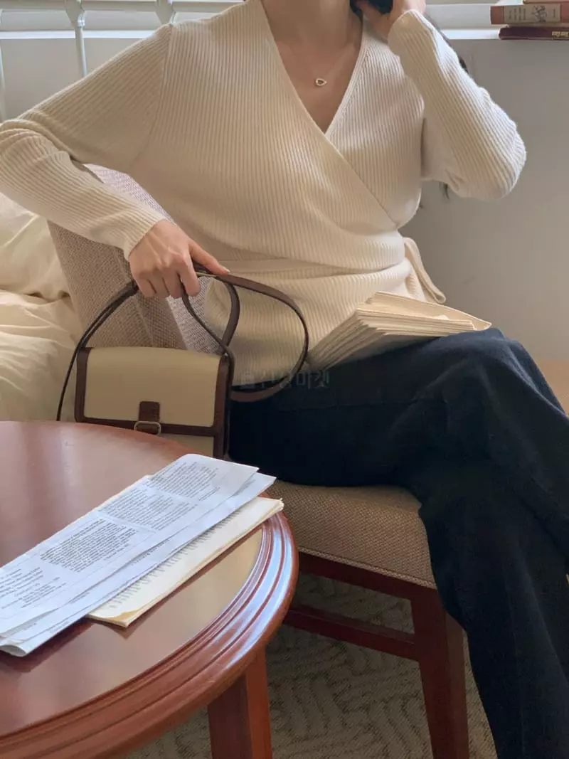 Sunday - Korean Women Fashion - #thelittlethings - Lig Wrap Knit Tee - 8