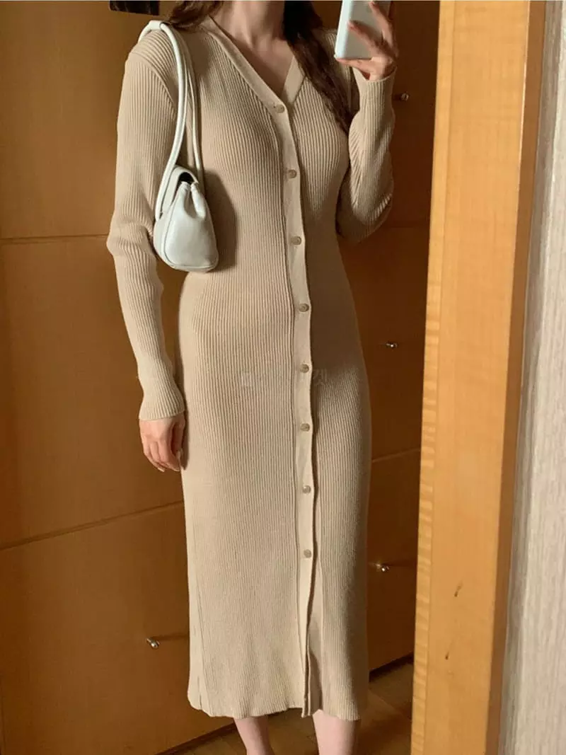 Sunday - Korean Women Fashion - #thatsdarling - Sand Rib One-piece - 4