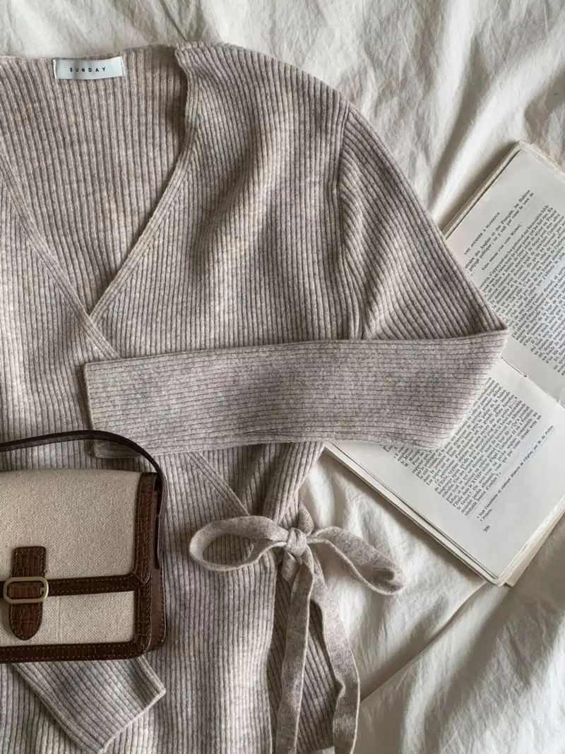 Sunday - Korean Women Fashion - #womensfashion - Lig Wrap Knit Tee - 10