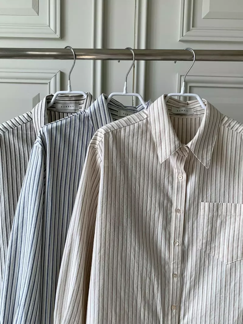 Sunday - Korean Women Fashion - #womensfashion - Beo Stripes Shirt - 10