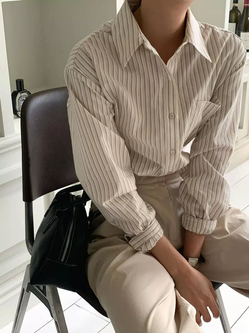 Sunday - Korean Women Fashion - #womensfashion - Beo Stripes Shirt - 8