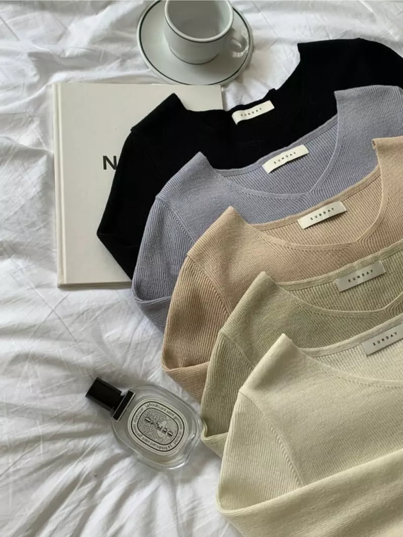 Sunday - Korean Women Fashion - #womensfashion - Sha Sha v Neck Knit Tee - 7
