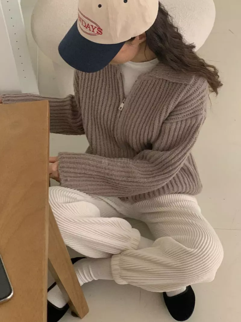 Tacit - Korean Women Fashion - #momslook - Zip-up Knit Tee