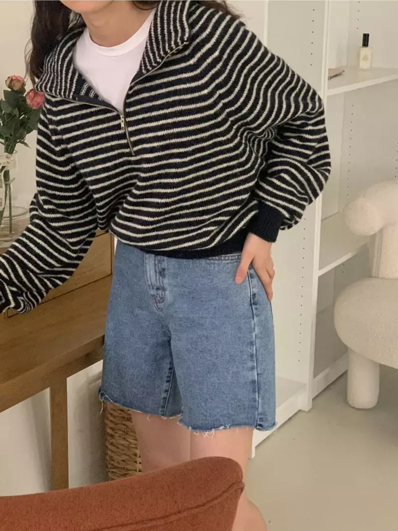 Tacit - Korean Women Fashion - #momslook - Alpaca Stripes Knit Tee - 7