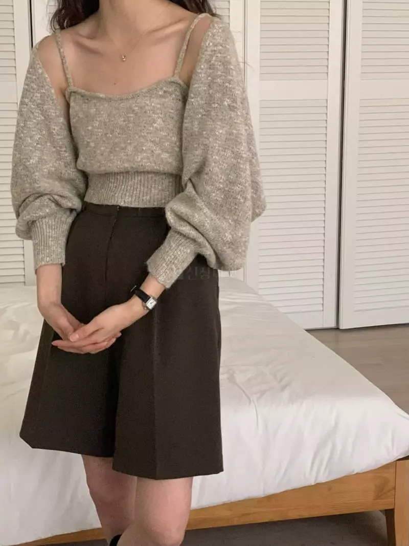 Tacit - Korean Women Fashion - #momslook - Bolero Sleeveless Knit Tee - 5